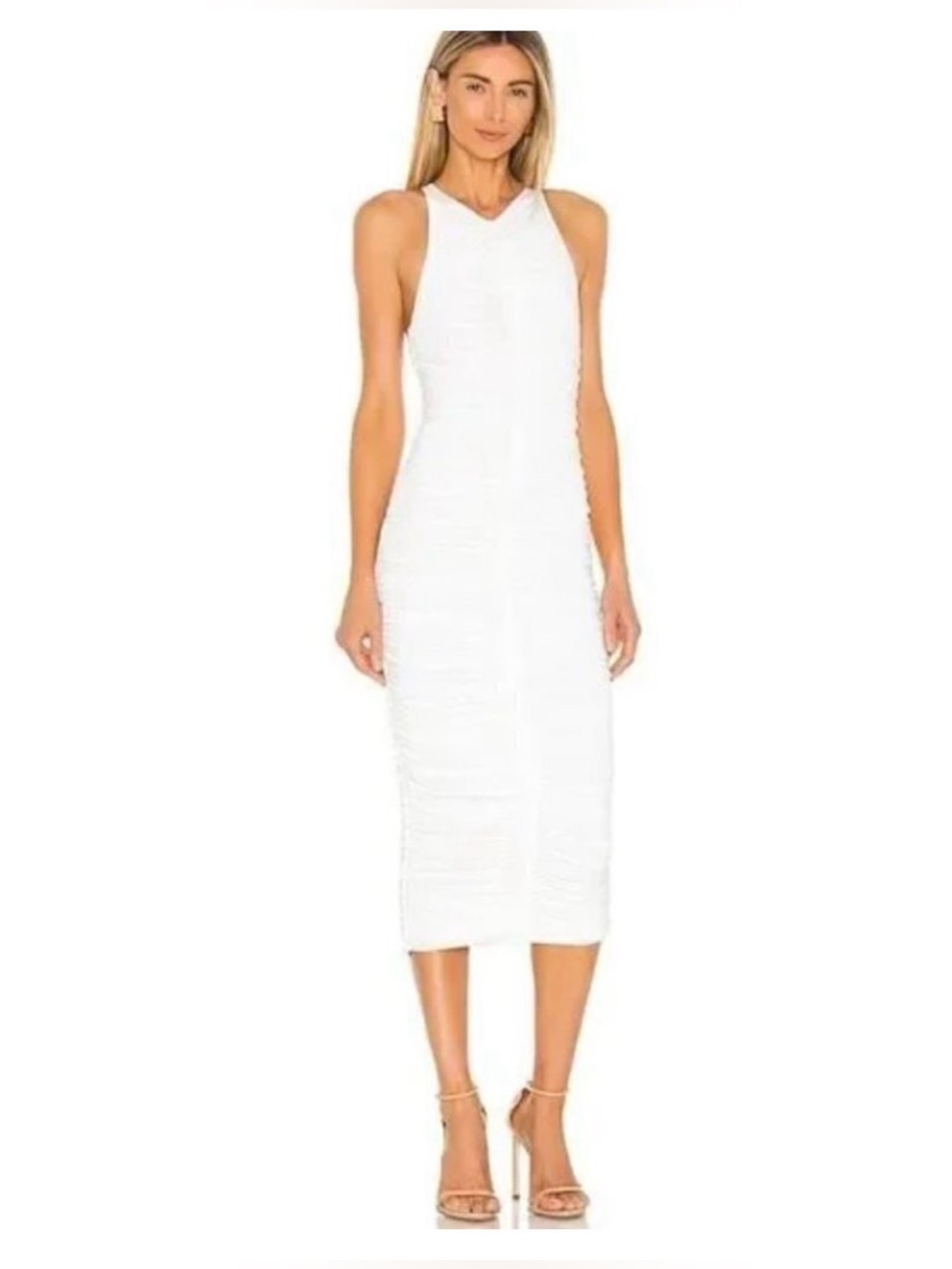 A.L.C Ruched Bodycon Halter Midi Gown